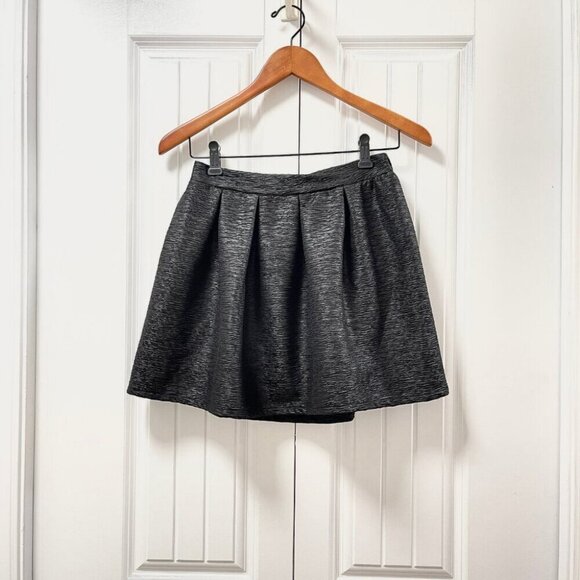 Vintage Crepe Textured Flouncy A-Line Mini Skirt Black – XS - Picture 1 of 8
